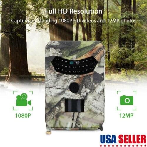 12MP 1080P HD Wildlife Trail Camera With Infrared Night Vision Motion Detection Hunting Camera IP56 Waterproof Scouting