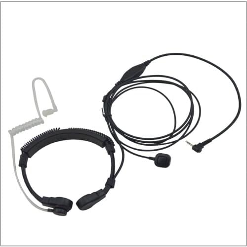 2-Wired Medium-duty Throat Mic headset with Air Acoustic Tube & Finger PTT 1-PIN MT for Motorola MR355R TLKR T7 FV200R T5420