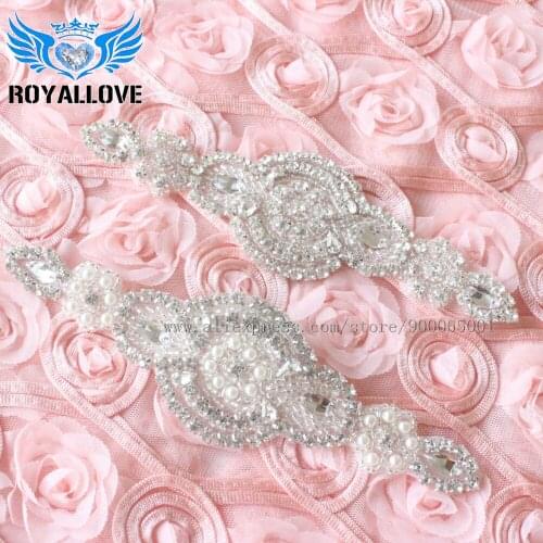 30pcs) Silver Handmade Beaded Crystal Bridal Sash Rhinestone Pearl Applique For DIY Wedding Dress Belt Headband Lace Garters