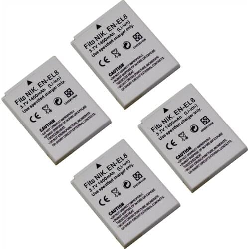 4Pcs EN-EL8 lithium batteries EN EL8 Digital Replacement camera battery For Nikon Coolpix P4 P3 P2 P1 L1 L2 S5 S6 S7 S7c S8 S9
