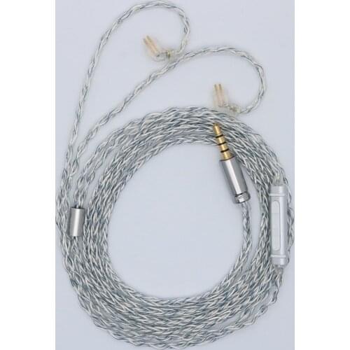 8 Core 5N Silver Plated Copper Upgrade Cable with microphone Carry +/- volume buttons MMCX/0.78mm 2Pin/QDC/TFZ Earphone cable