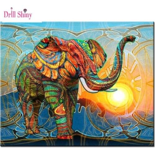 5d diy diamond embroidery animal diamond painting Cross Stitch Color elephant full round Rhinestone mosaic decor wall painting