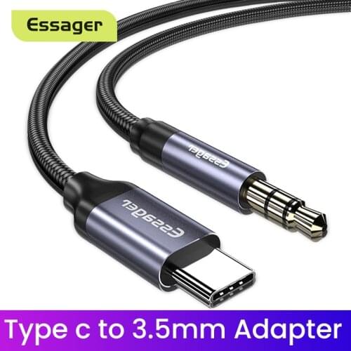 Essager USB Type C Audio Cable to 3.5mm Jack Male Adapter USBC For Headphone Headset Aux Cord For Xiaomi Samsung Speaker Cable