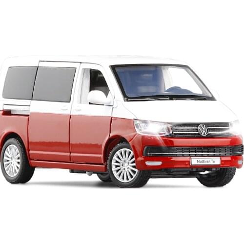 1:32 Zinc Alloy Bus Volkswagen Multivan T6 Van Alloy Toy Car Diecast MPV Model Sound Light Pull Back Children Gift Boys For Toys