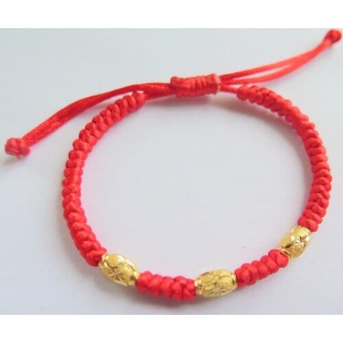 999 24K Yellow Gold Bracelet Women & Men Weave With Bead 6.7