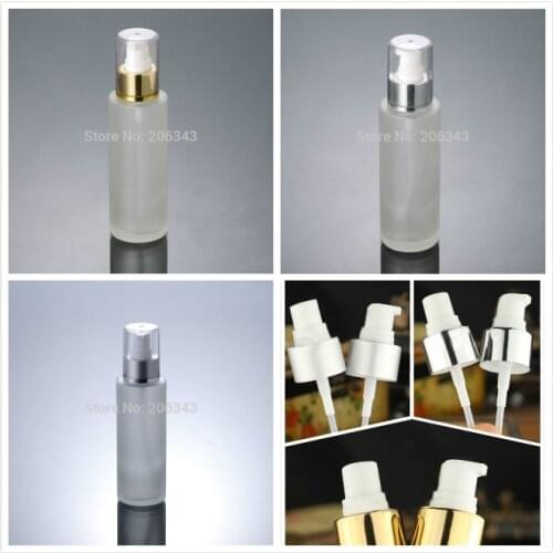 100ml frosted glass bottle with gold/silver pump for serum/lotion/emulsion/foundation/gel/essence cosmetic packing pump bottle