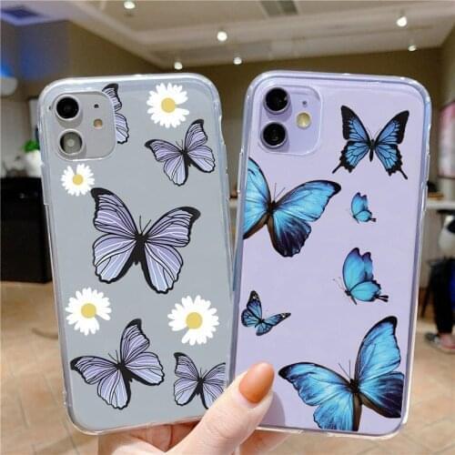 Color Blue Butterfly Flower Cover For Samsung Galaxy A31 A32 A42 A41 A40 A50 A51 A52 A70 A71 A72 A10 A11 A12 A30 A21 Phone Case