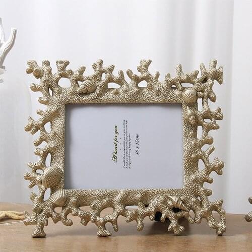 1PC Photo Frame Mediterranean Style Marine Life Coral Shell Conch Resin Photo Frame Special Gift for Family and Friends
