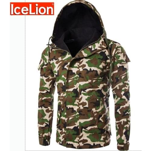 IceLion 2021 Zipper Camouflage Hoodies Men Cardigan Hooded Sweatshirts Spring Fashion Sportswear Mens Slim Fit Tracksuit Jacket