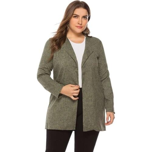 2019The New Fall Fashion Big Size Fat MM Long Coat Cardigan Casual Suit Windbreaker Loose Wild Mother Dress Womens Clothing