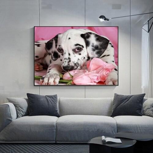 Diy 5 D Diamond Embroidery Dalmatian And Rose Painting Picture Full Square Round Rhinestone Cross Stitch Mosaic Art Decor TT4984