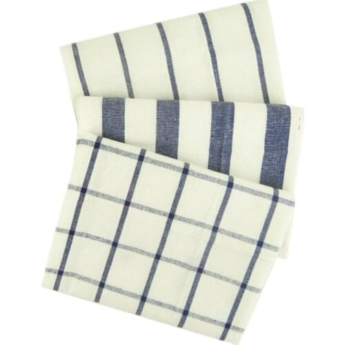 3Piece High Quality Blue White Plaid Striped Tea Towel Kitchen Towel Napkin Table Cloth 100% Cotton Woven Fabric