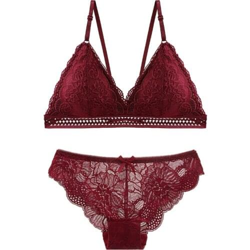 1 Set Lingerie Woman Sexy Underwear Lace Bralette Bra Brief Sets Women Push Up Tube Tops Bras Panties Suit For Lady New BANNIROU