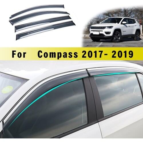 4PCS Car Sun Visor For Jeep Compass/Grand Commander 2017 2018 Smoke Window Deflectors Rain Visor ABS Car Styling Accessories