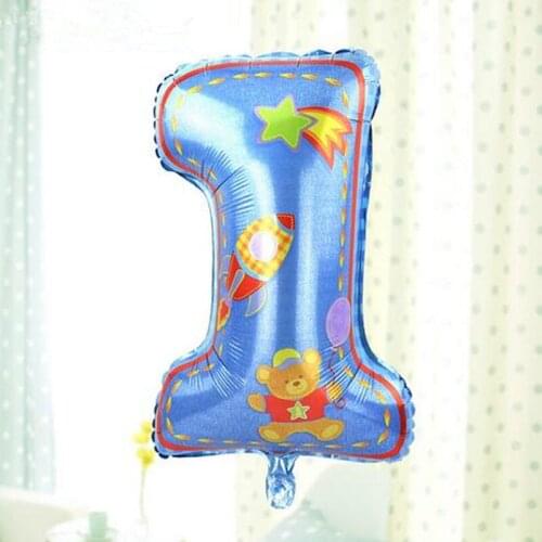 Creative Cartoon Print Aluminum Balloons Hot New Sales 1pc Boys Girl 1 Years Birthday Balloons Party Baby Toys