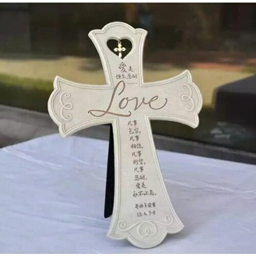 1pcs Resin Love Words Church Love Crucifix Cross Holy Religious Statue Home Chapel Decoration Ornament