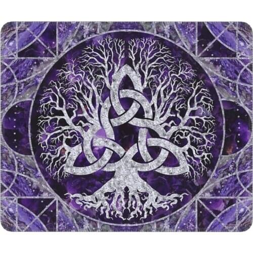Tree Of Life With Triquetra Amethyst Cool Mouse Pad Vikings Lockedge Soft Mat Rubber Gamer Computer Laptop Pad