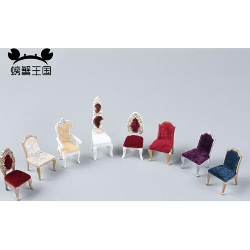 2pcs Dollhouse European Style 1:25 Scale Chair Model Mini Furniture Miniature Doll Accessories Living Room Bedroom