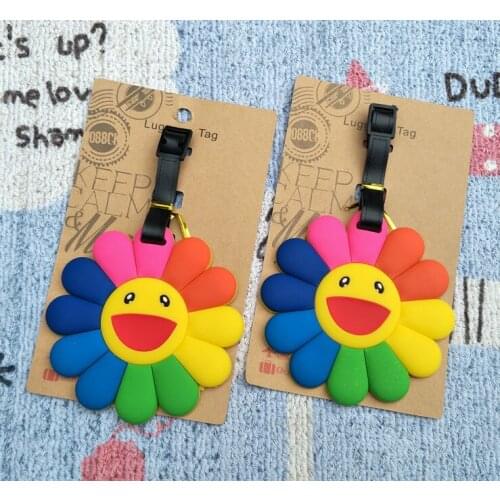 LISM Colorful Sun Flower Anime Travel Accessories Luggage Tag Suitcase ID Address Portable Tags Holder Baggage Labels New