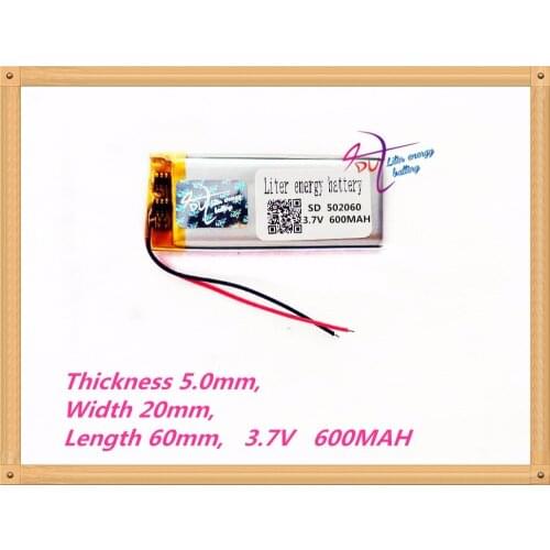 Tablet battery Li-polymer Battery 502060 3.7V 600mAh MP3 PM4 PM5 GPS rechargeable battery