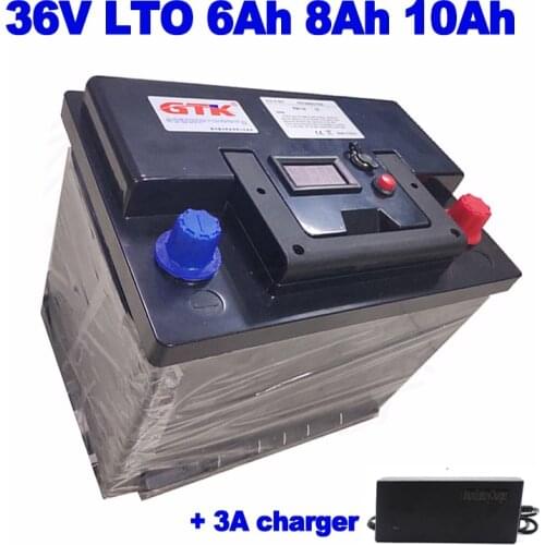 LTO 36v 6Ah 8AH 10ah lithium titanate Battery Pack Fast charge long life 20000 cycles for Solar street light ebike + 3A charger