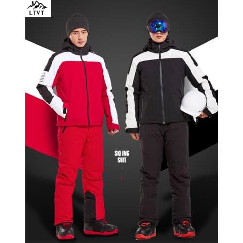 LTVT Snowboard Ski Suits Mens Single Double Board Waterproof Padded Straps Detachable Thin Version To Keep Warm Male Ski Sets
