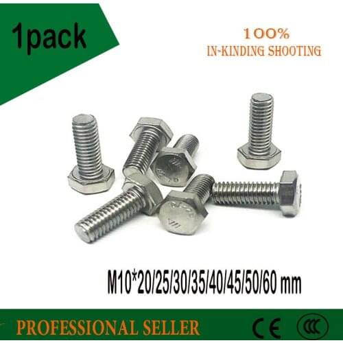 M10*20/25/30/35/40/45/50/60 mm 304 Stainless Steel External Hex Hexagonal Hexagon Head Screws Bolts DIN933 Standard