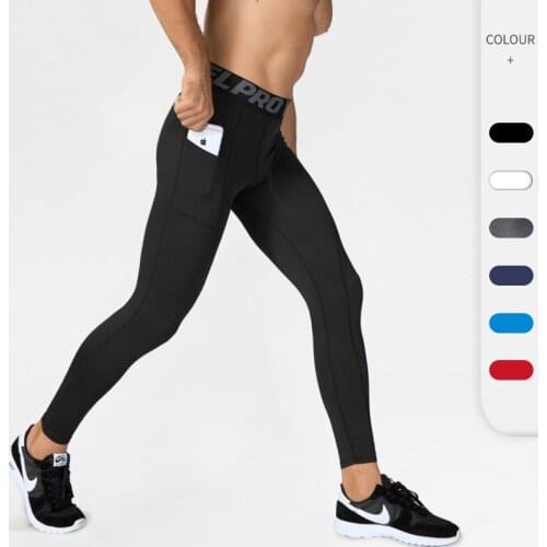 Mens fitness trousers with pockets PRO running training sports stretch wicking and quick-drying tight trousers 1080