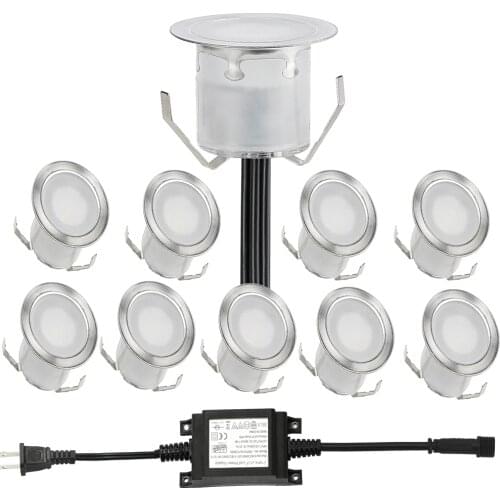 10pcs/lot 30mm Width Outdoor Garden Lighting IP67 0.6W LED Deck Light LED Underground Lamps Kit With 8W LED Driver