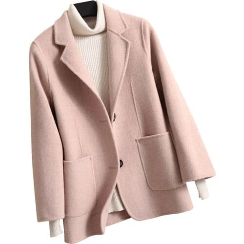 100% Pure Wool Woolen Coat Women 2020 Autumn Small Suit Wool Overcoat Woman Show High And Thin Slim Cashmere Two-sided Jacket