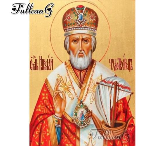 FULLCANG diy 5d diamond mosaic religious cultist saint diamond painting full square diamond embroidery elder icon decor FC2141