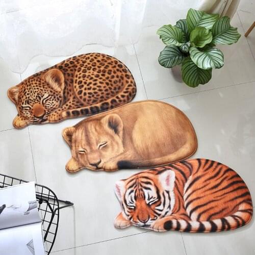 Cute Animals Printed Doormat 3D Irregular Lion Tiger Cheetah Doormat Carpet Household Living Room Bath Entrance Funny Floor Rugs