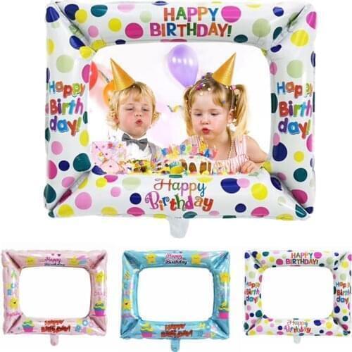 Birthday Photo Booth Frame Kids Adult Children Family Party Decoration Aluminium Foil Balloons Paper Inflatable Toys Photo Props