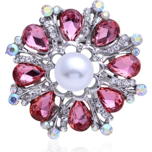 Buckle colorful glass chain.scarves buckle diamond brooch brooch multi-purpose four color optional flower modelling