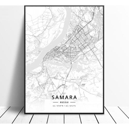 Samara Perm Omsk St Petersburg Ufa Rostov No Don Russia Canvas Art Map Poster