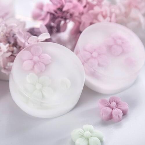 SJ 3D Cherry Soap Mold Silicone Soap Making Molds Cute Flower Round Resin Mould for DIY Home Handmade Craft