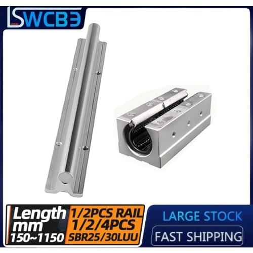 Lengthened open box linear guide rail, SBR25/30 rail, L=150-1150mm,Lengthened steel protection,High temperature resistance