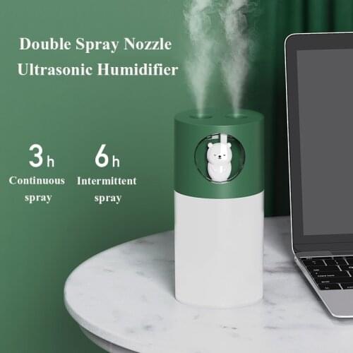 270ml Double Spray Nozzle Humidifier with Warm Night Light for Home Ultrasonic Cool Mist Aroma Water Diffuser USB Humidificador