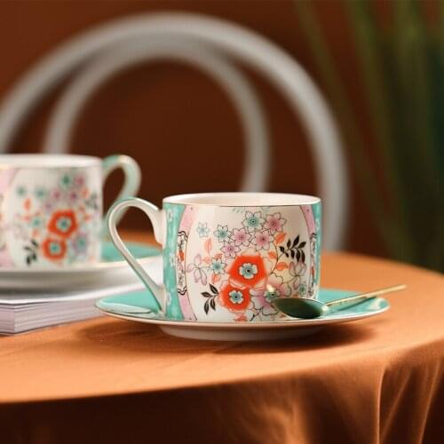 High quality bone china coffee cup and saucer set ceramic Water cup bone china Latte milk tea cups British afternoon tea cup
