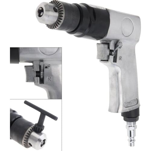 1/4" 1700rpm High-speed Pneumatic Gun Drill Positive Reversal Air Drill Machine with Chuck Wrench and Bayonet Quick Connector