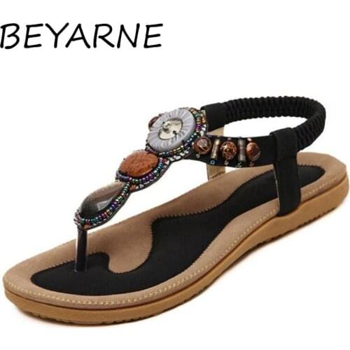 BEYARNE Rhinestones summer flats sandals women shoes 2021 slip-on comfortable casual shoes woman beach sandals female