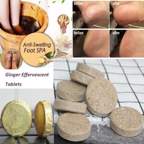 10pcs/lot Anti-Swelling Foot SPA Ginger Foot Soak Effervescent Tablets Treatment for Foot Swelling Edema Ankle And Pain TZ2C11