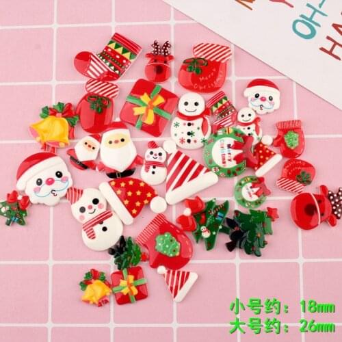 10pcs Mix DIY Resin Christmas holiday charms flatback kawaii cabochon fridge sticker resin craft gift jewelry making ornament