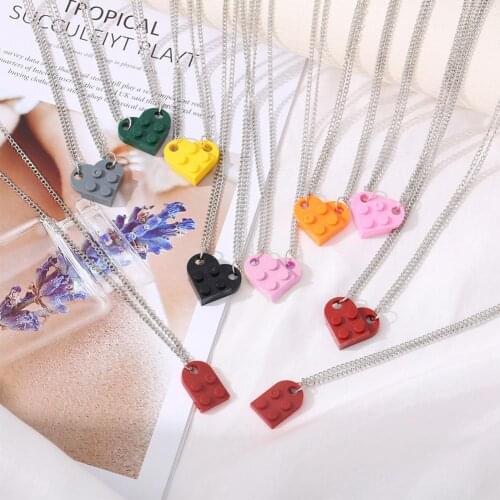 2Pcs Men Women Matching Necklaces Detachable Attractive Jigsaw Heart Shape Pendant Chokers Necklaces Couple Party