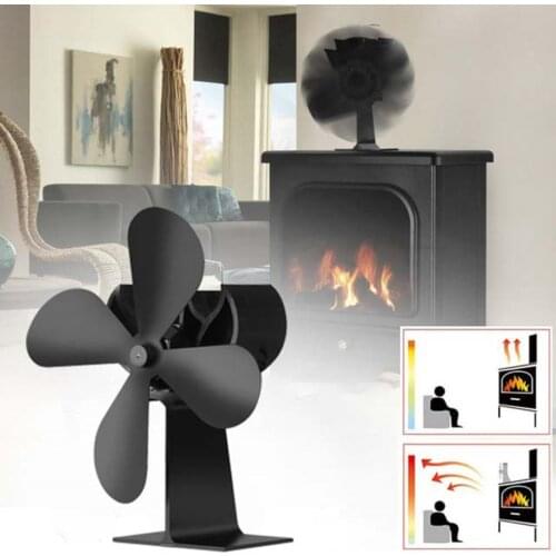 4 Blades Heat Powered Stove Fan Fireplace Fan Eco Friendly Quiet Winter Thermal Heat Power Fan Wood Burner Stove Fan Home Travel