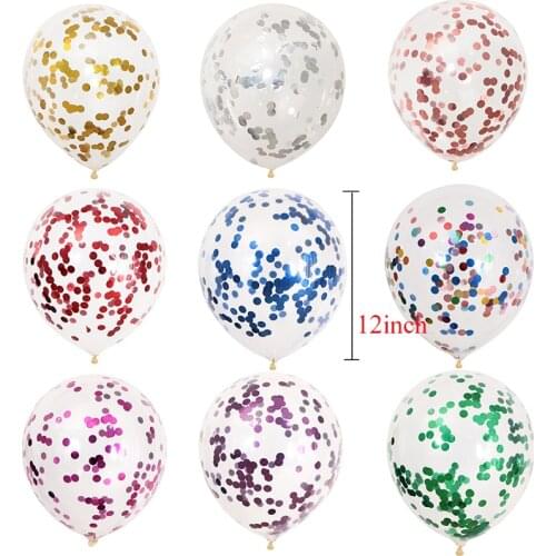 5Pcs Confetti Balloons Birthday Balloons Decoration 12 inch Glitter Transparent Latex Confetti Balls Wedding Decor Baby Shower