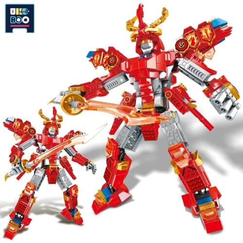 585pcs Ninja Flame Warrior Mech Robot Model Building Blocks City Ninjaed Weapon Fight Figures Bricks Toys For Children Gift