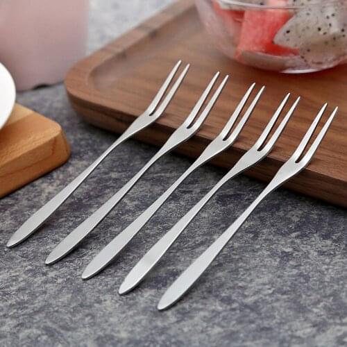 6PC Household Salad Fruit Fork Stainless Steel Dessert Dessert Fork Western Food Fork Dessert Cake Long Handle Fork