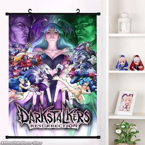 Anime Dark Stalkers Darkstalkers Morrigan Aensland Lilith aensland Wall Scroll Mural Poster Wall Hanging Poster Home Decor Art