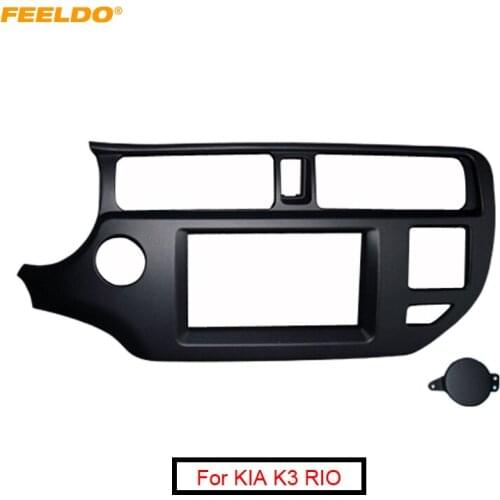 FEELDO Car 2Din Stereo Fascia Frame for KIA K3 RIO 2011-2013 (LHD) with SRS Hole Audio Frame Dash Panel Trim Kit #AM5499